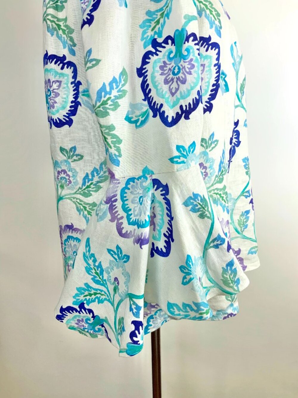 iLinen Lifestyle Floral Linen Ruffle Sleeve Peasant Blouse Sz S - Picture 16 of 16